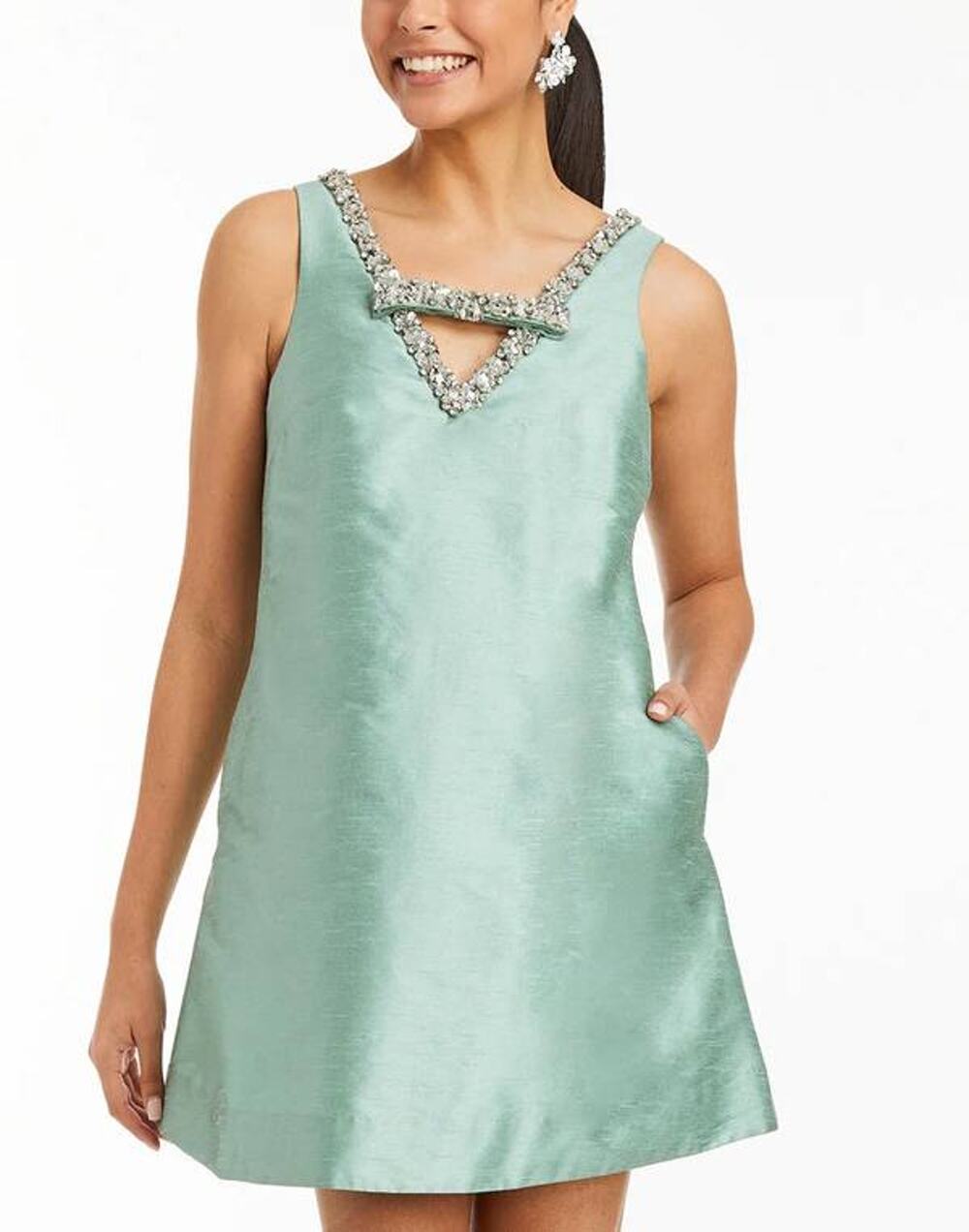 Mestiza New York Willa Jeweled Mini Dress in Jade 4